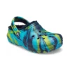 Classic Lined Marbled Clogs “Blue Tie Dye”